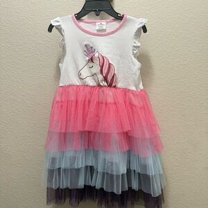 Toddler Flower Girl Dress Sleeveless unicorn Tutu Dresses knee length size 3-4Y